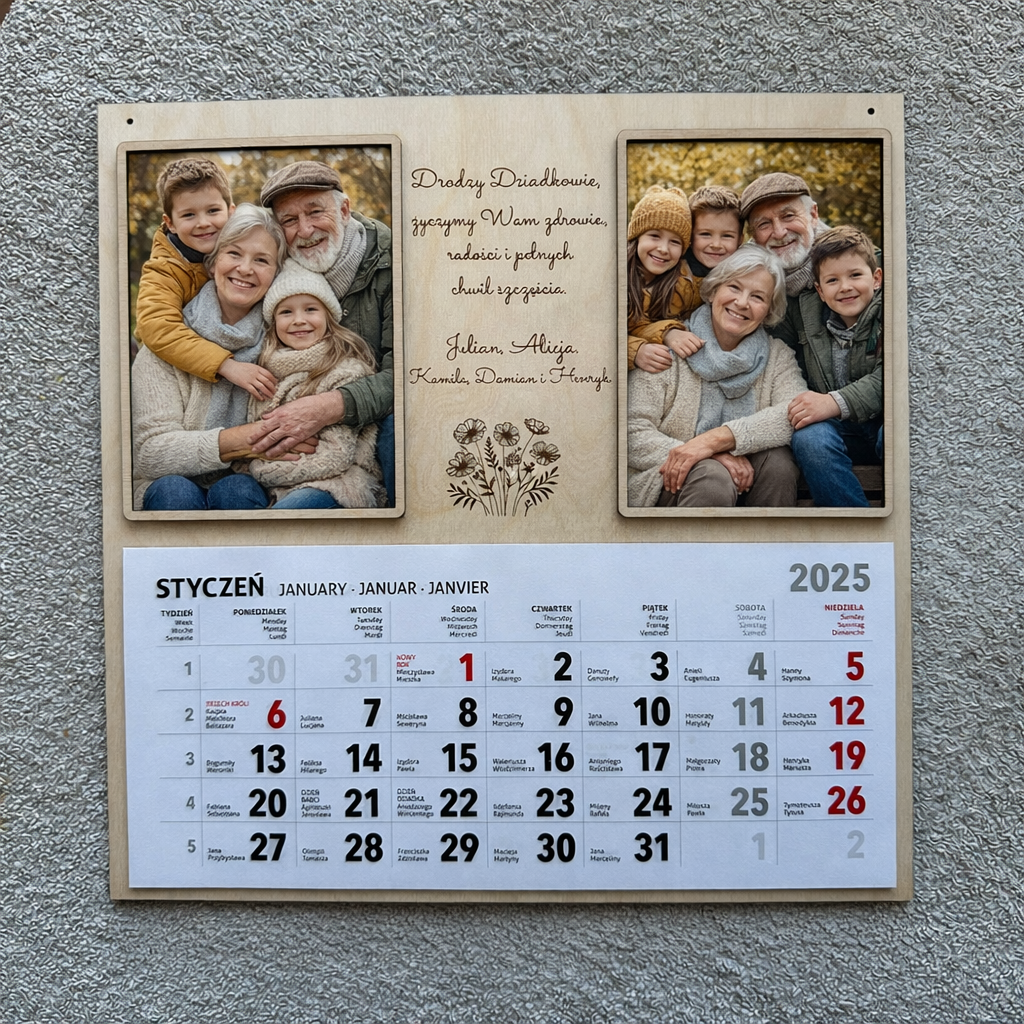 Kalendarz ścienny dla Babci i Dziadka ze zdjęciami
