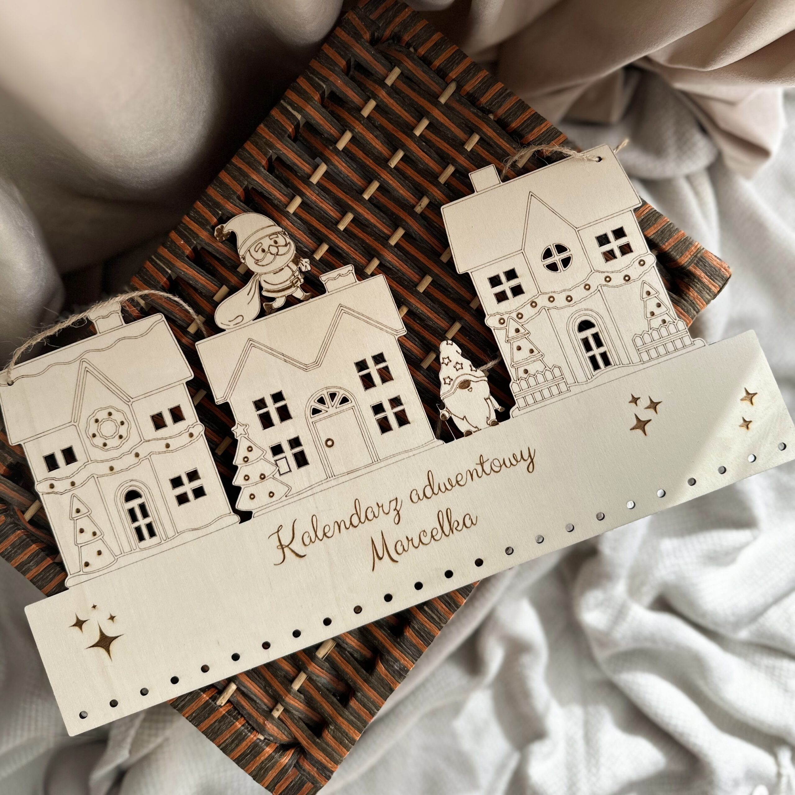 Kalendarz adwentowy świąteczne domki
