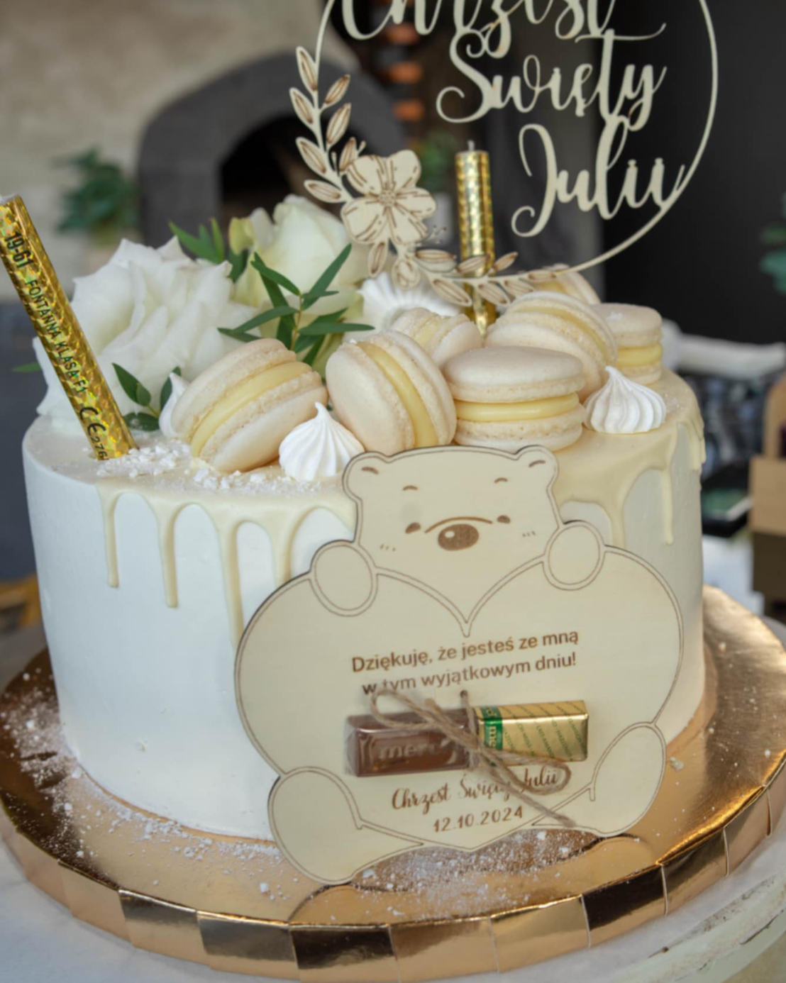 Podziękowania dla gości z czekoladką merci - miś z serduszkiem - obrazek 2